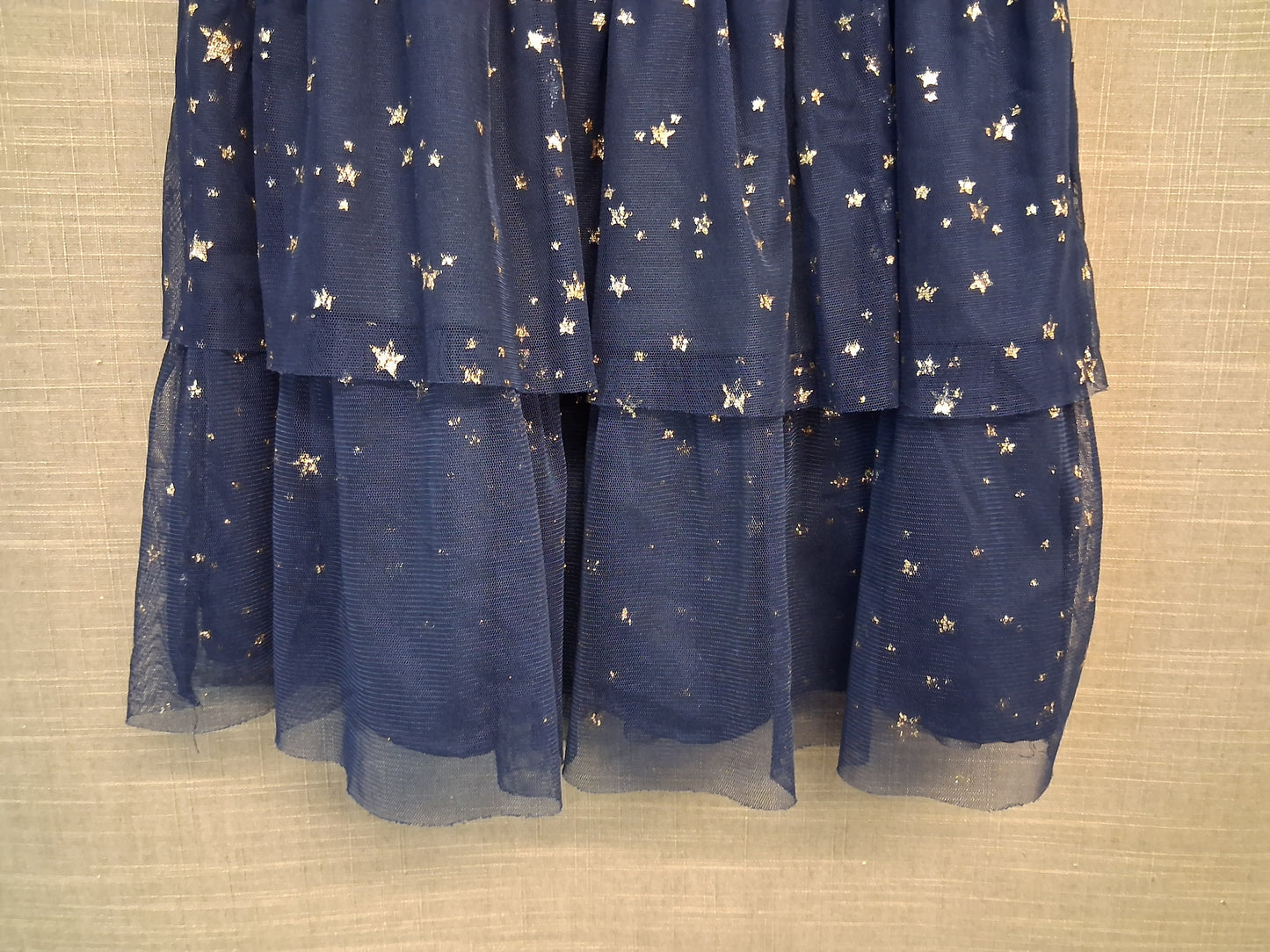 George Girls Party Dress Velour Tiered Sleeveless Navy Blue Age 6-7 years