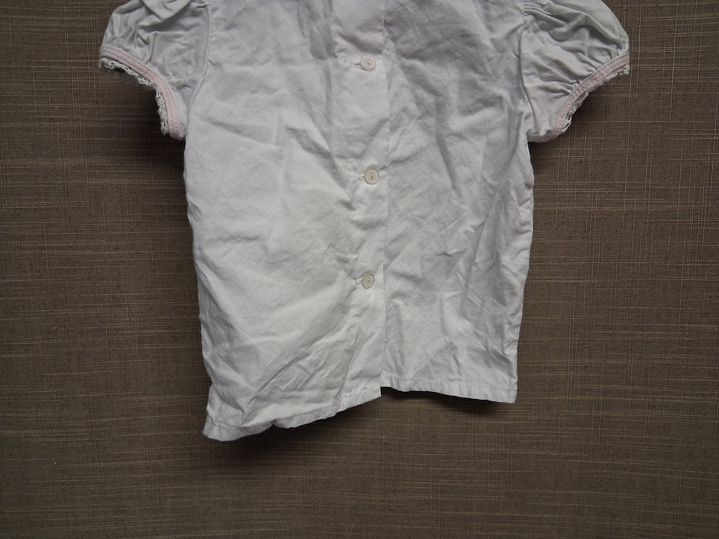 Pretty Originals Girls Traditional Button Back Blouse Embroidered Floral Collar White Short Sleeve Age 3 Months
