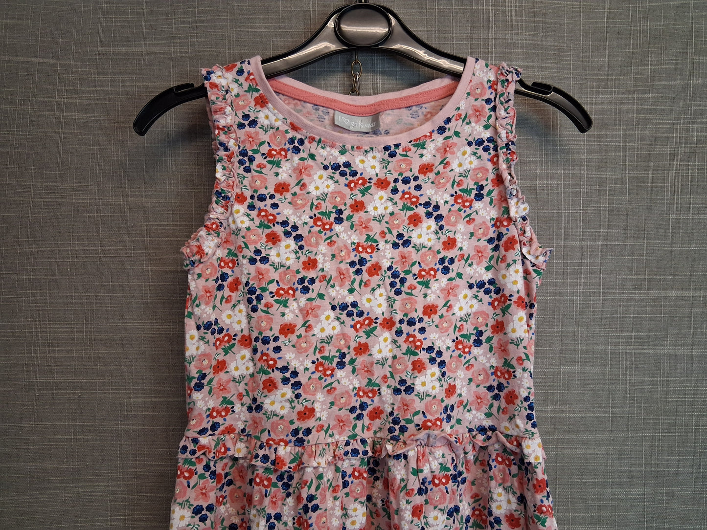 Matalan Girls Pink Floral Sleeveless Jersey Dress Age 7 Years