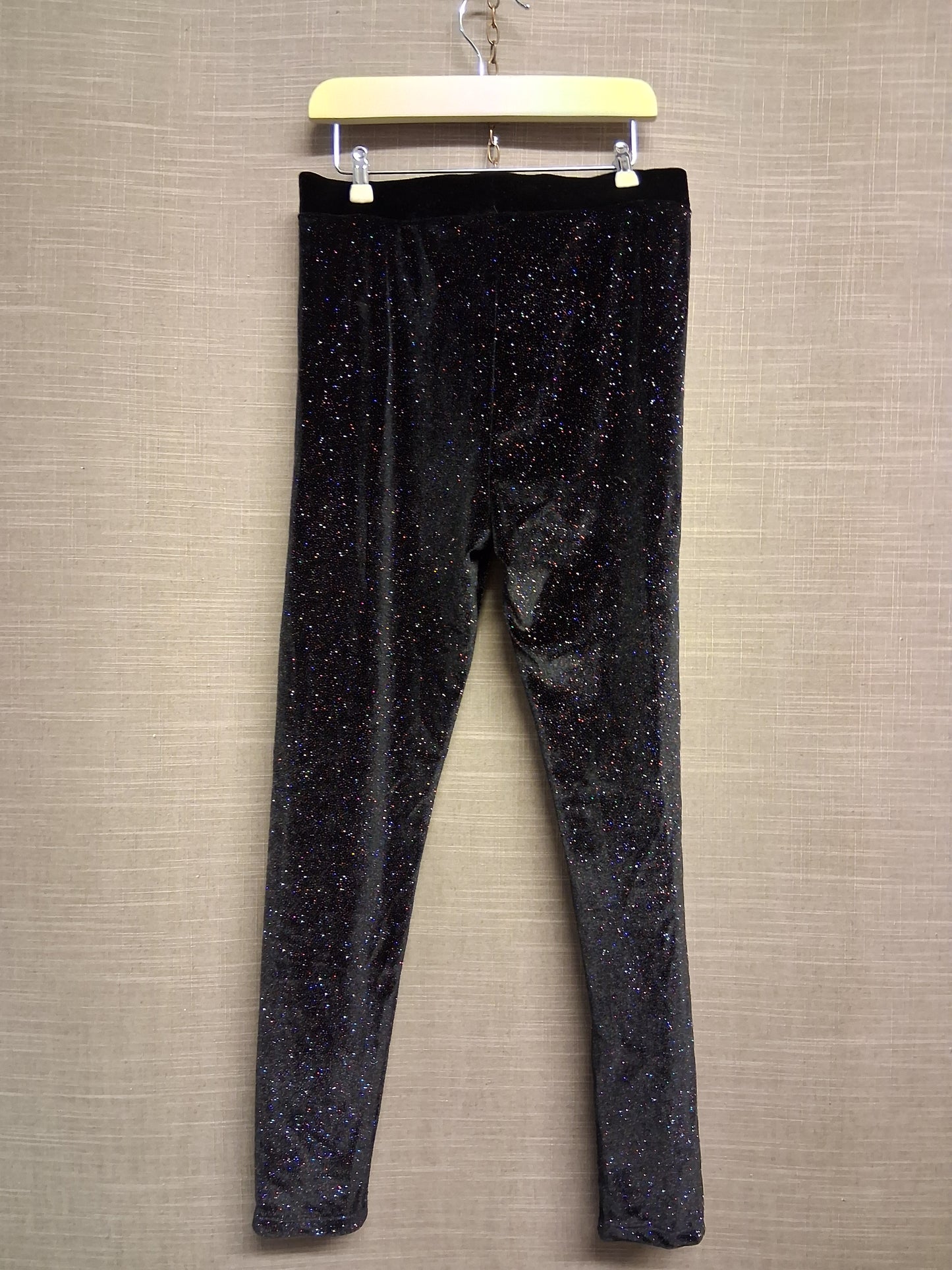 Next Black Velour Glitter Leggings Age 9 Years Stretchy