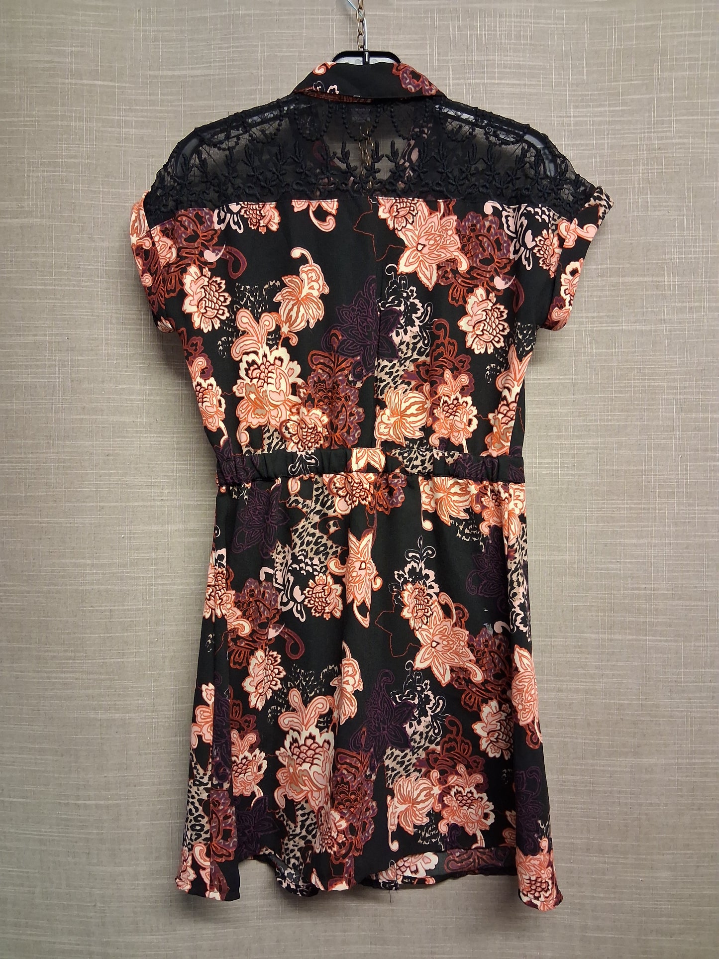 River Island Girls Shirt Dress Floral Multicolour Lace Shoulders Age 10 Years