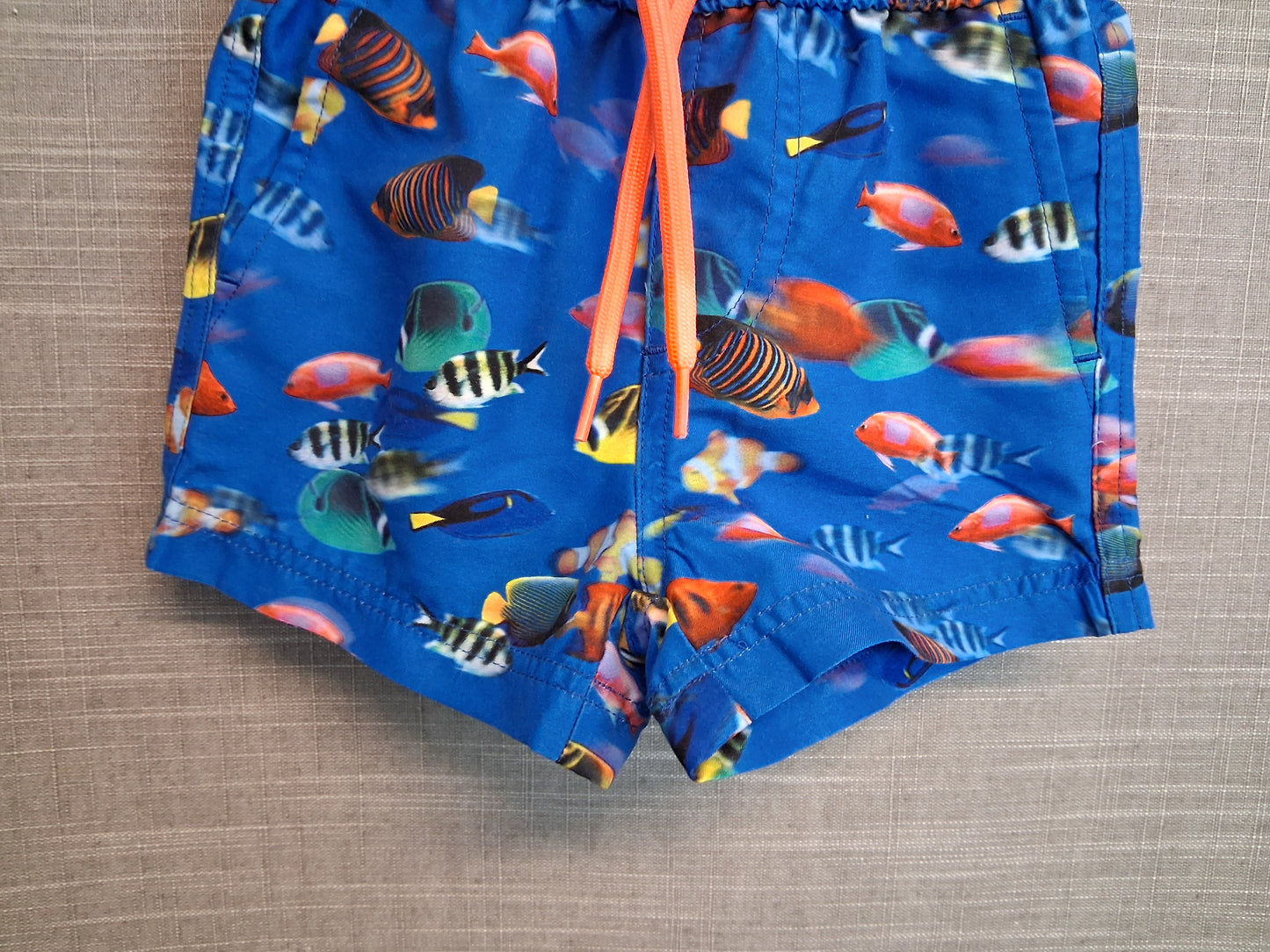 Next Boys Swim Trunks Shorts Blue Fish Print Age 3-6 Months