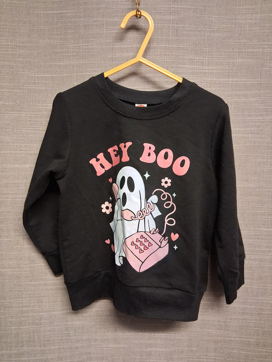 Shein Girls Halloween Black Sweater Hey Boo Age 2-3 Years