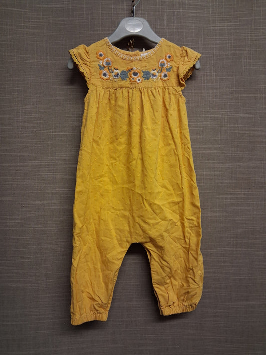 Next Girls Yellow Embroidered Floral Romper Age 9-12 Months