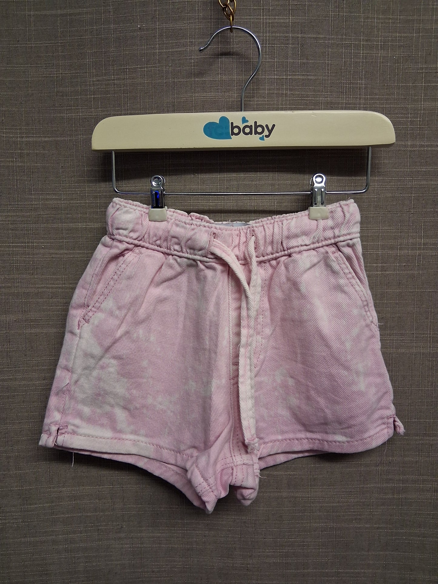 Primark Tie Waist Shorts Pink Denim Shorts Age 18-24 Months