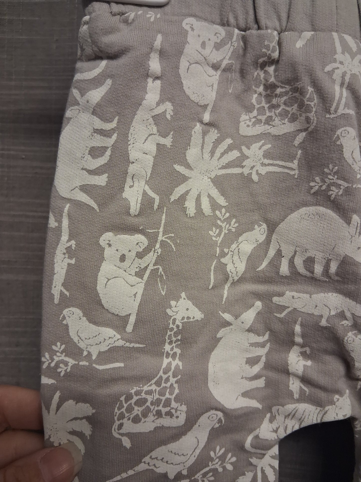 Blue Zoo Boys Grey Beige Animal Pattern Trousers Age 3-6 Months