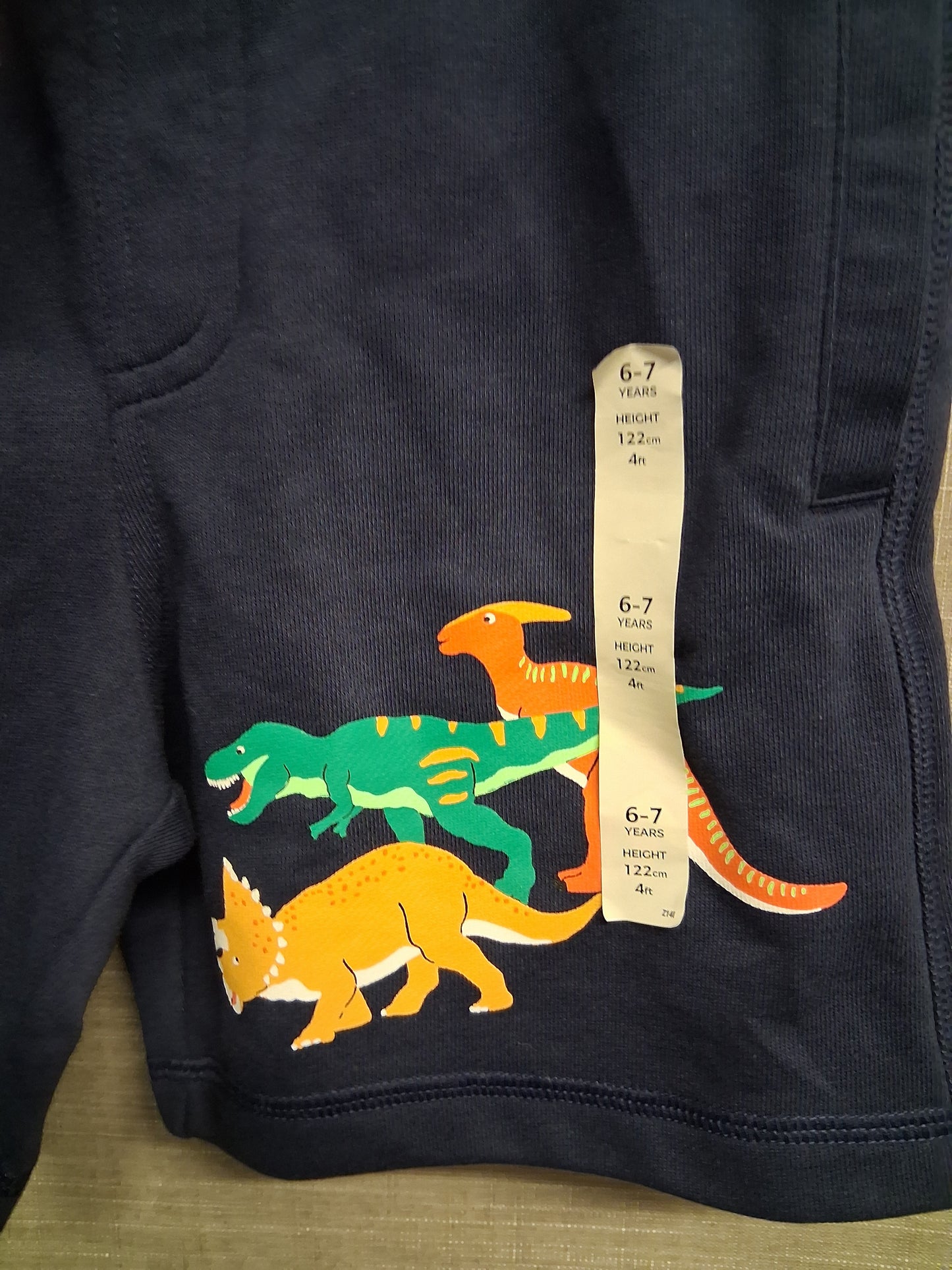 Marks & Spencer Navy Blue Jersey Shorts Dinosaur Theme Age 6-7 Years
