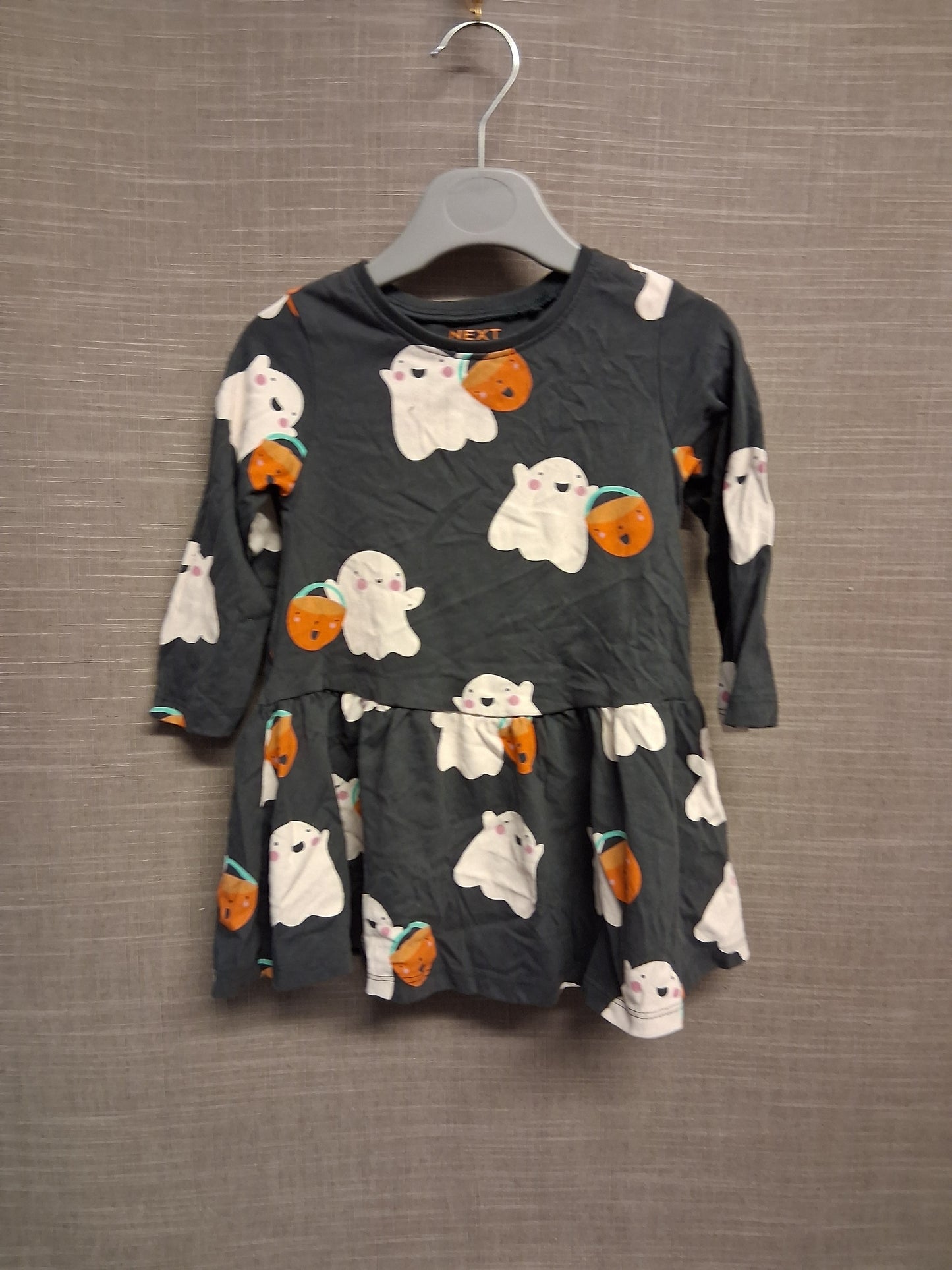 Next Girls Halloween Long Sleeve Jersey Dress Age 9-12 Months