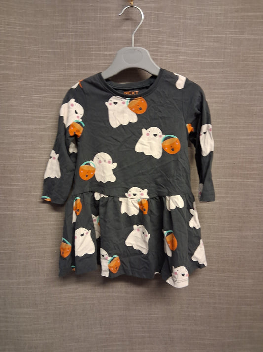 Next Girls Halloween Long Sleeve Jersey Dress Age 9-12 Months