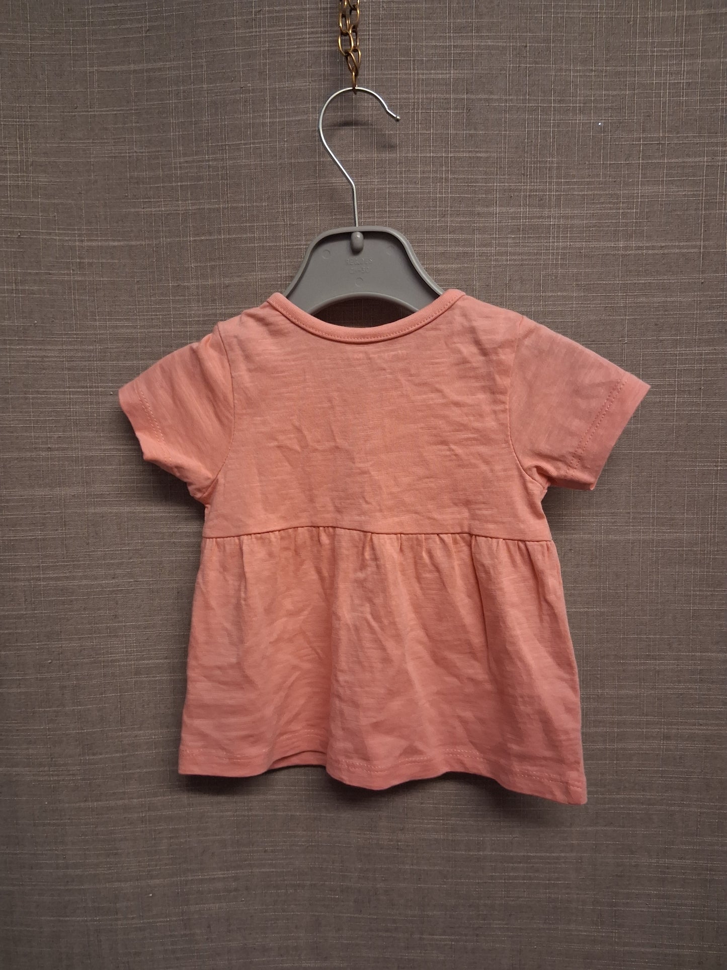 Nutmeg Girls Pink T-Shirt Short Sleeve 3D Floral Motifs Age 3-6 Months