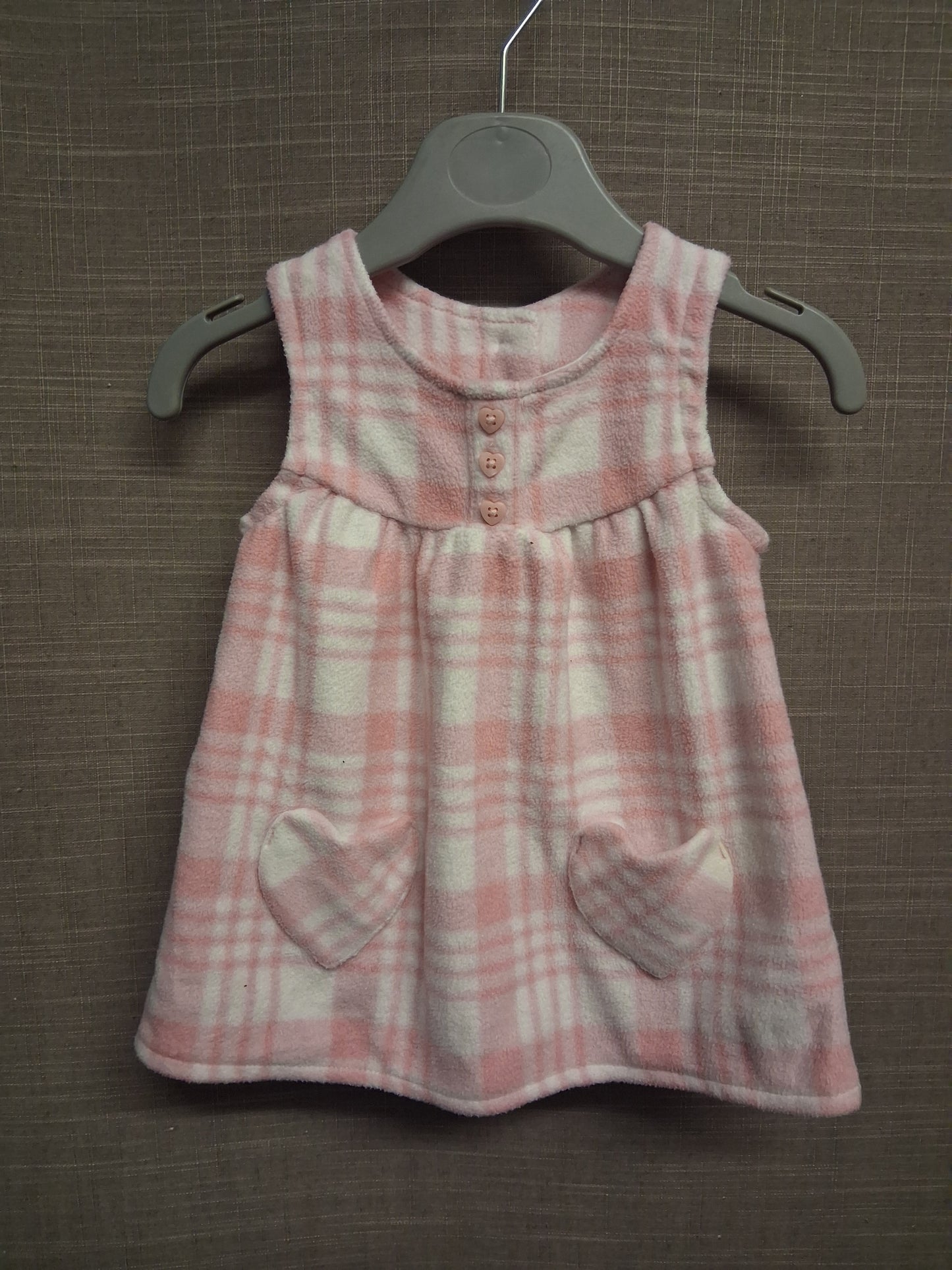 George Girls Pinafore Dress Pink White Check Age 0-3 Months