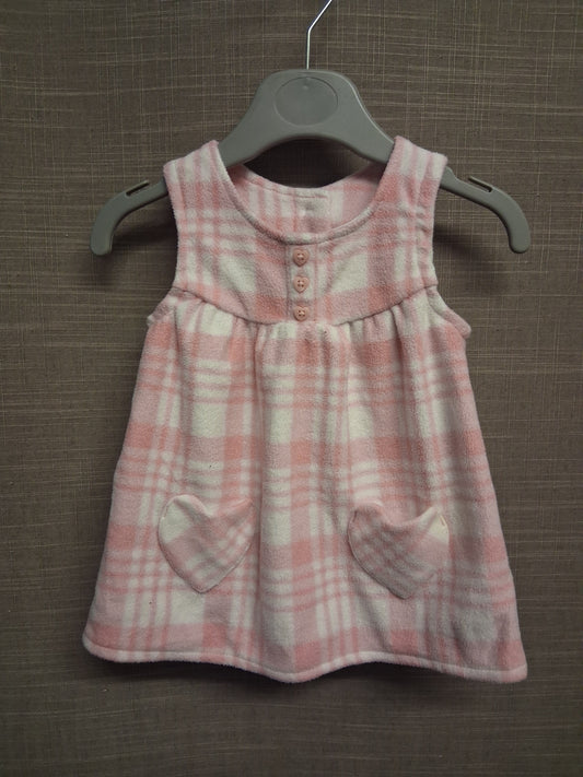 George Girls Pinafore Dress Pink White Check Age 0-3 Months