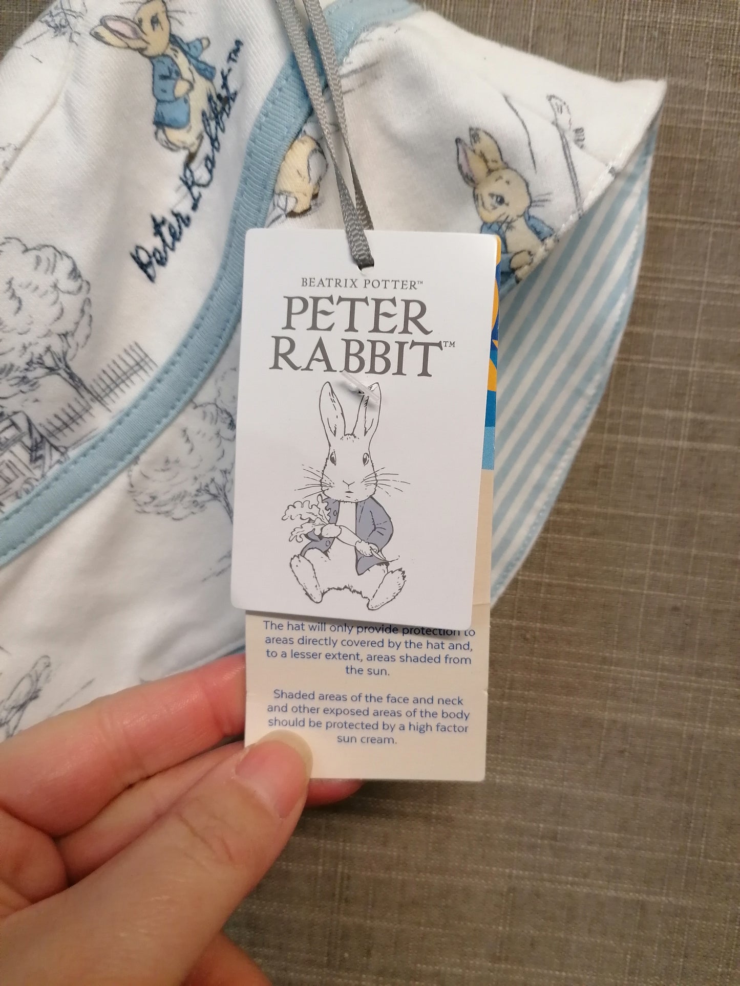 Peter Rabbit Sun Hat 0-3 Months Jersey UV Protection New