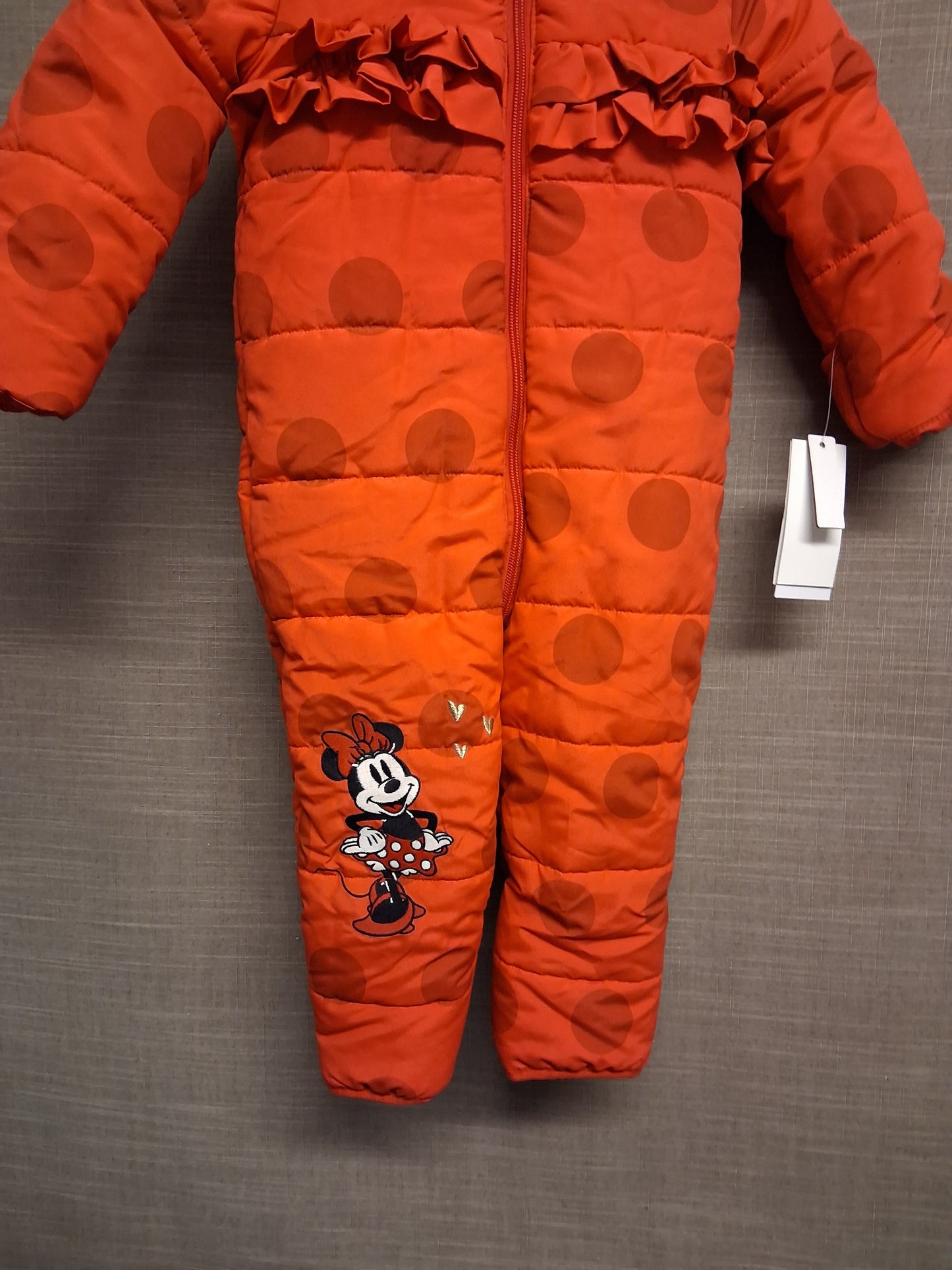 George Disney Minnie Mouse Padded Snowsuit Red Age 12-18 Months New
