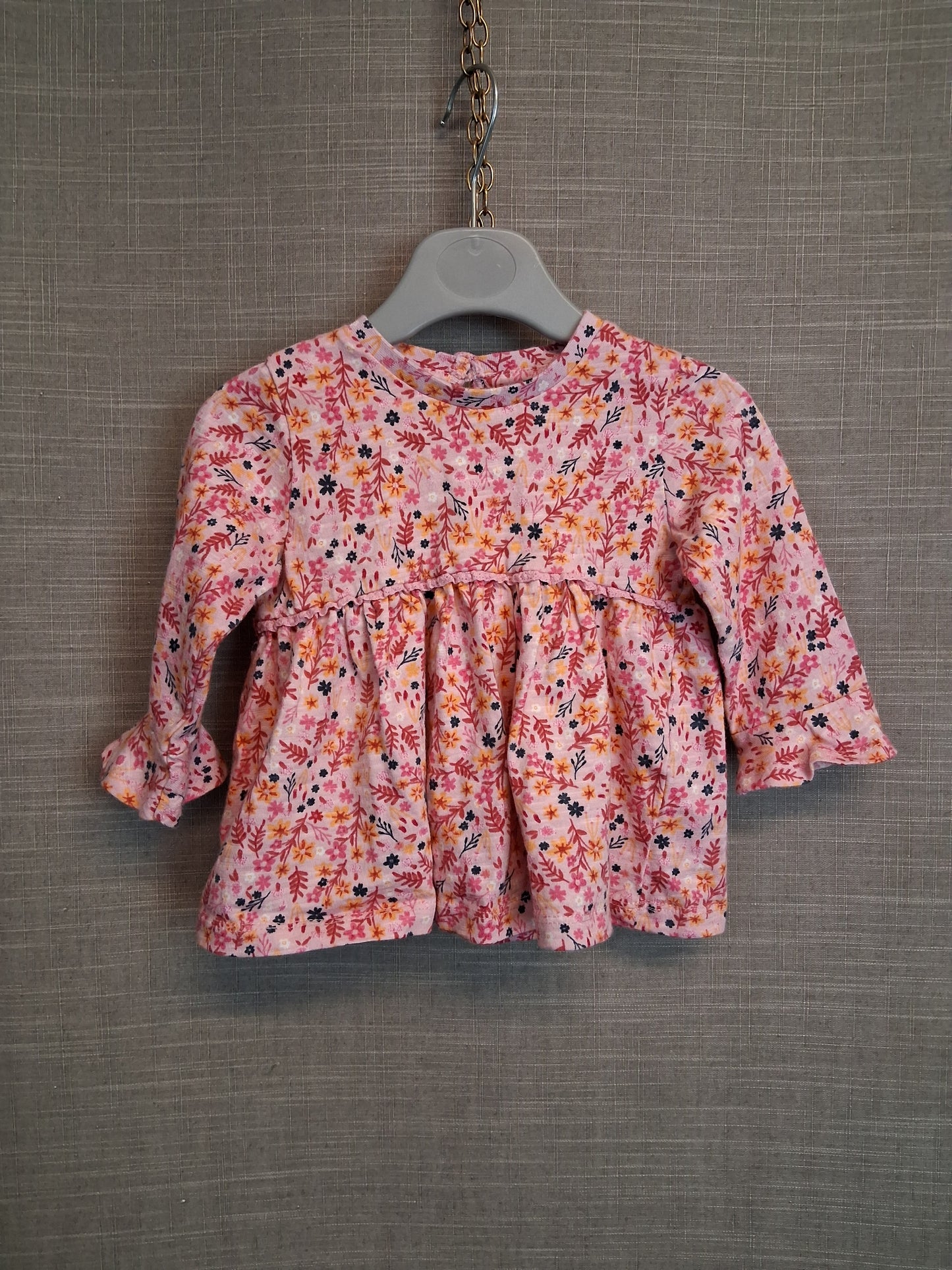 George Girls Pink Floral Jersey Dress Age 6-9 Months