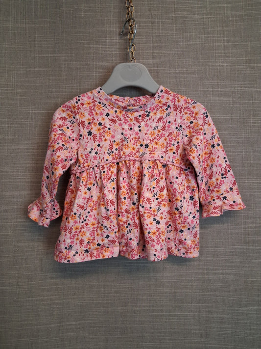 George Girls Pink Floral Jersey Dress Age 6-9 Months