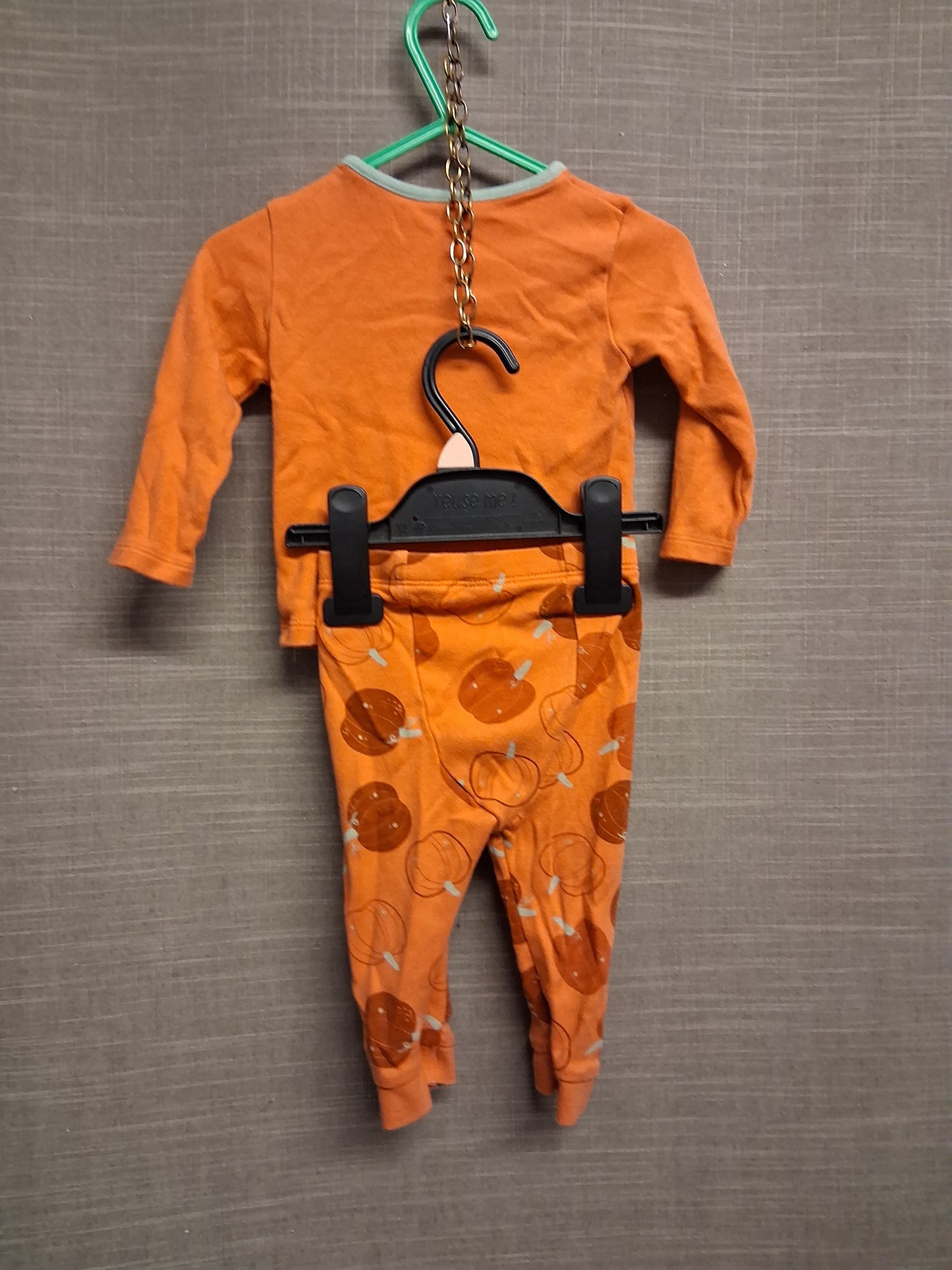 TU Boys Orange Halloween Theme Piece Pyjamas PJs Set Age 6-9 Months