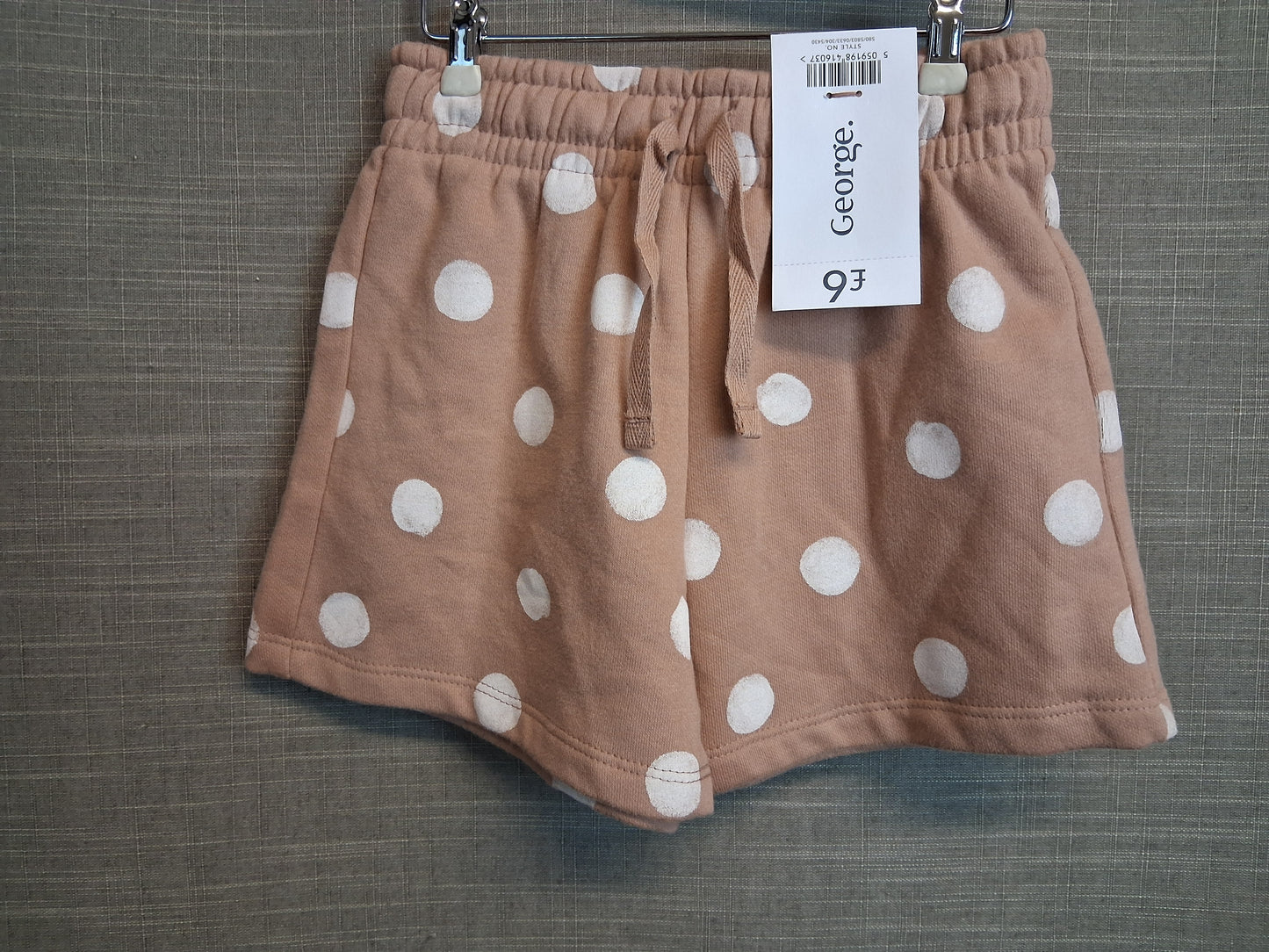 George Girls Beige Spotty  Jersey Shorts Age 6-7 Years New