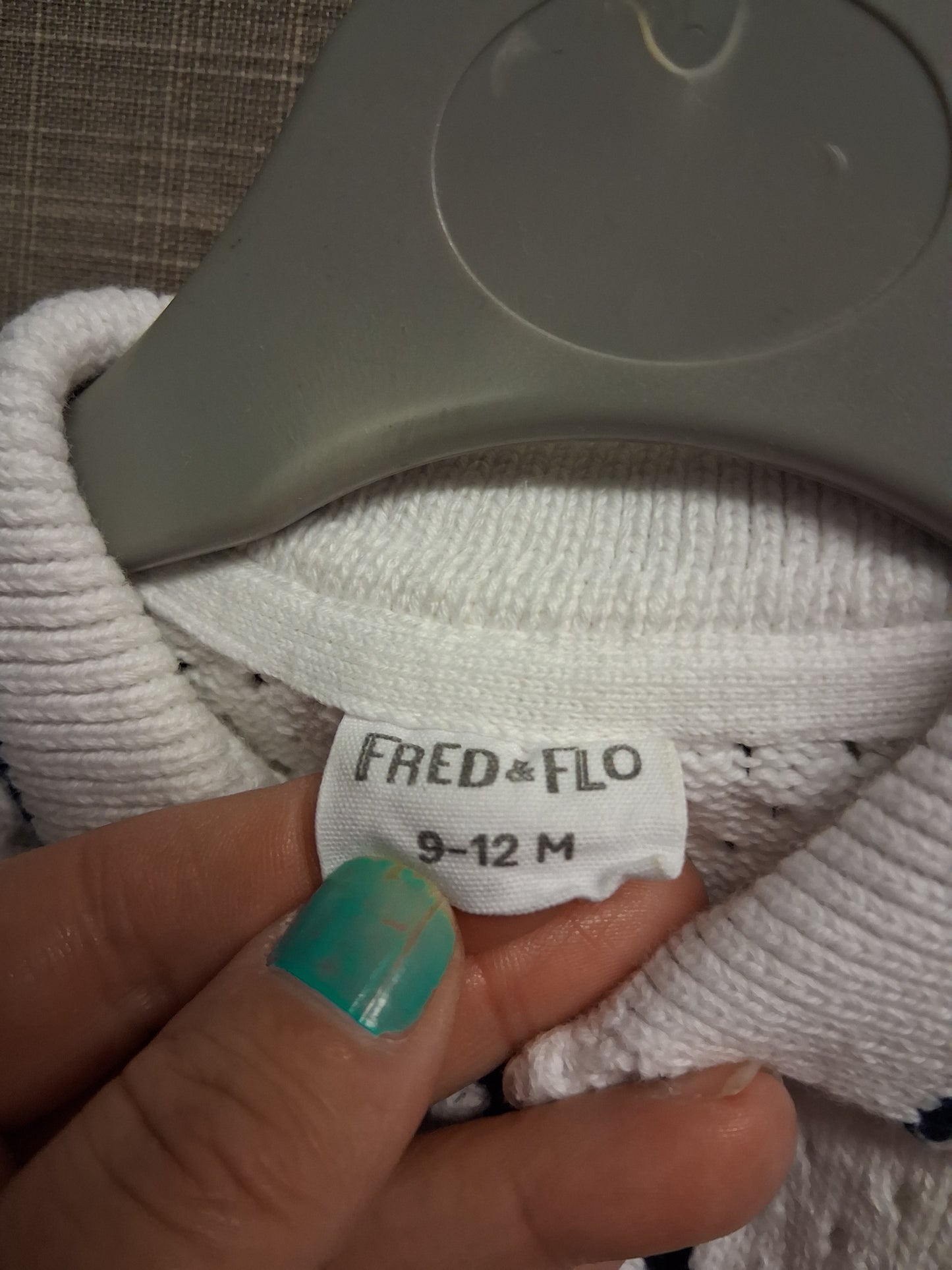 F&F Boys Short Sleeve Open Knit Button Collar Jumper Age 9-12 Months