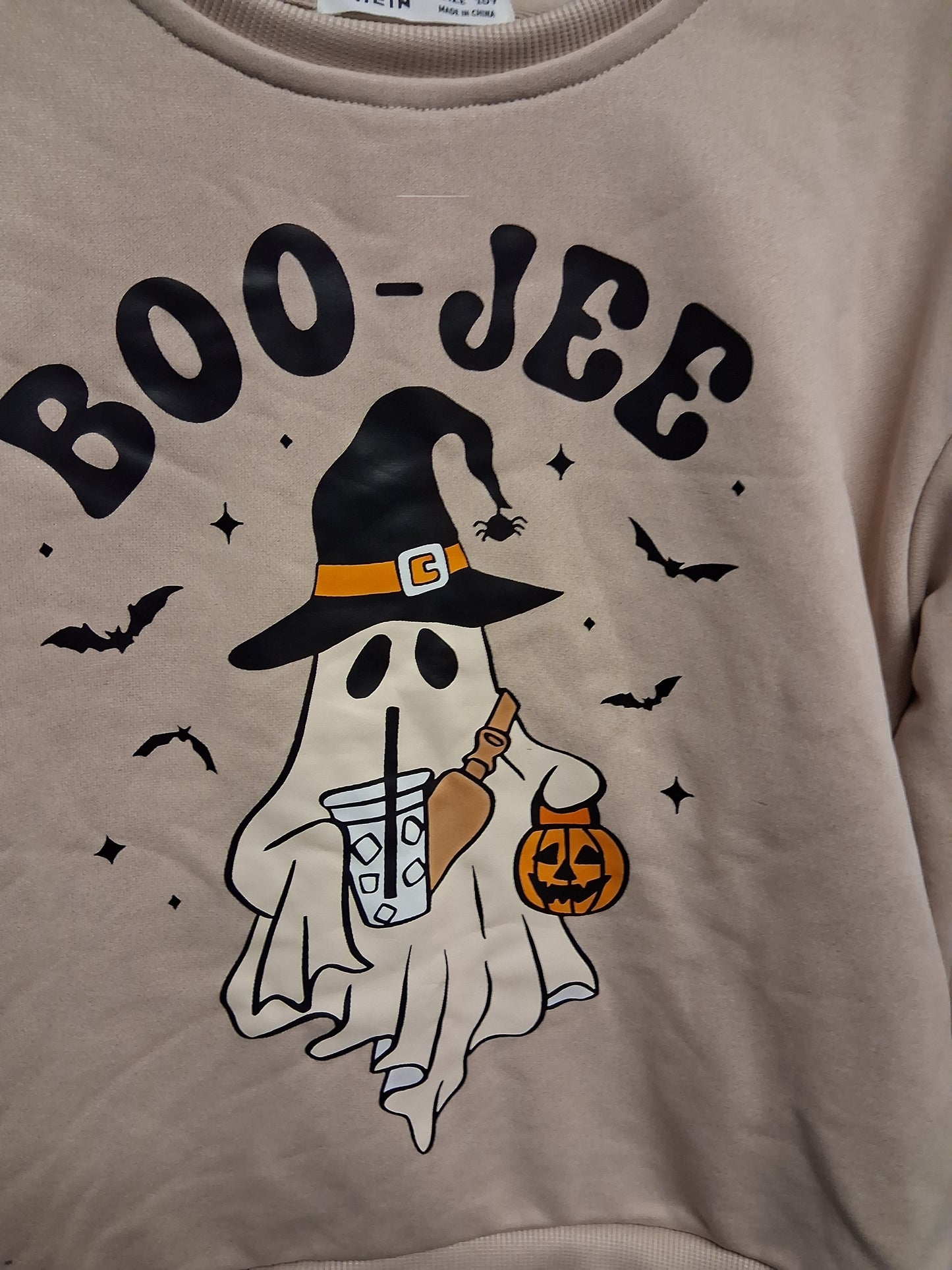 Shein Girls Halloween Boo-Jee Beige Sweater Age 10 Years