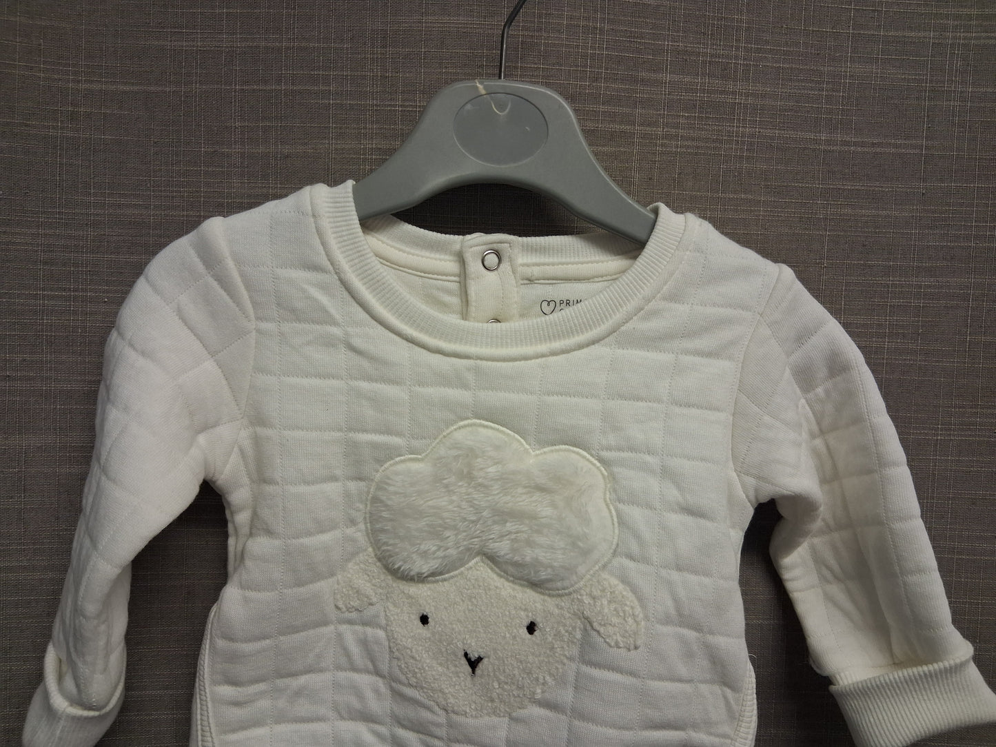 Primark Boys White Quilted Padded Jumper Sweater Age 3-6 Months New