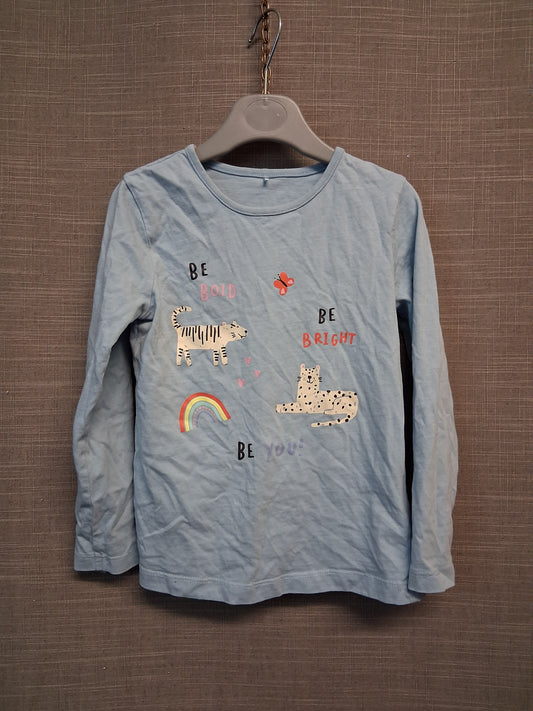 George Girls Long Sleeve Blue Jersey T-Shirt Age 5-6 Years