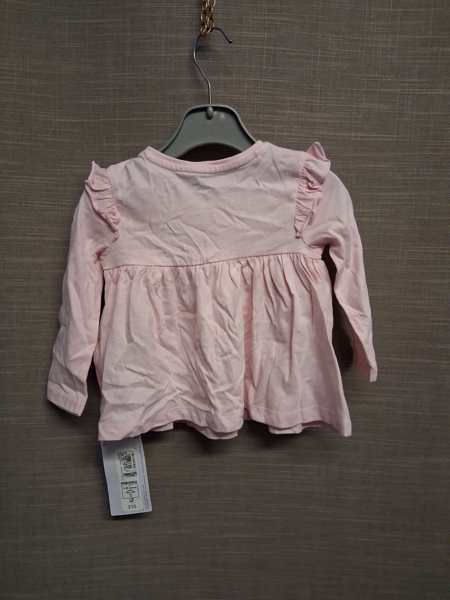 Marks and Spencer Pink Long Sleeve Jersey T-Shirt Age 9-12 Months New