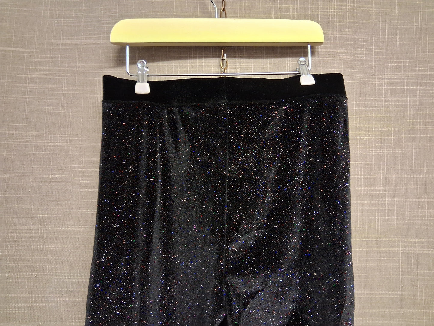 Next Black Velour Glitter Leggings Age 9 Years Stretchy