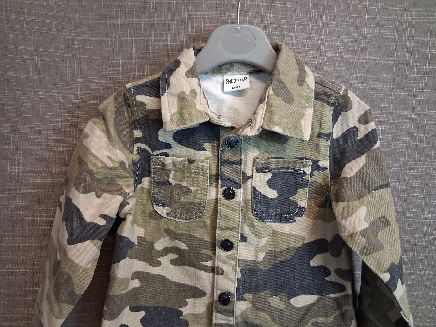 F&F Boys Camoflague Demin Shacket Age 12-18 Months 100% Cotton