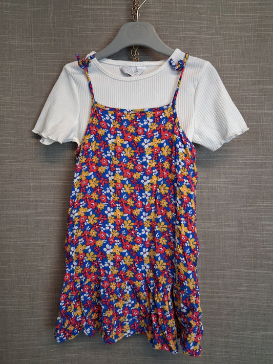 Primark Girls 2 Piece Outfit T-Shirt & Dress Multicolour Floral Age 3-4 Years