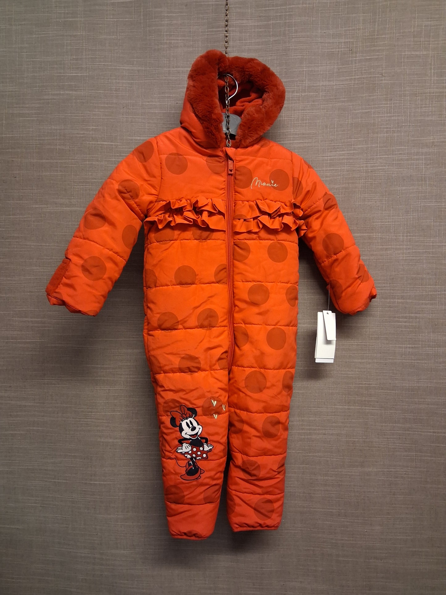 George Disney Minnie Mouse Padded Snowsuit Red Age 12-18 Months New