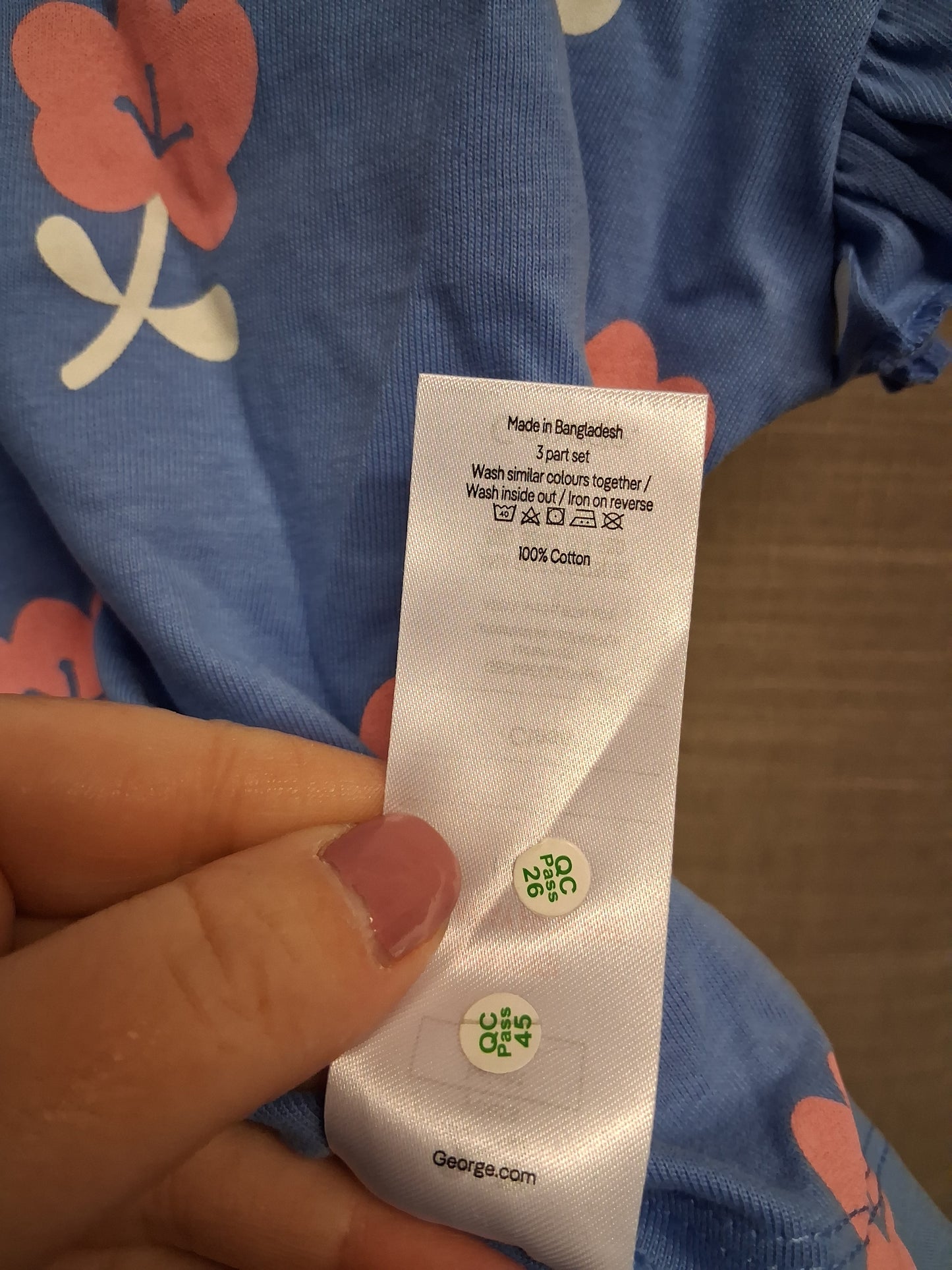 George Girls Blue Floral Short Sleeve T-Shirt Age 2-3 Years