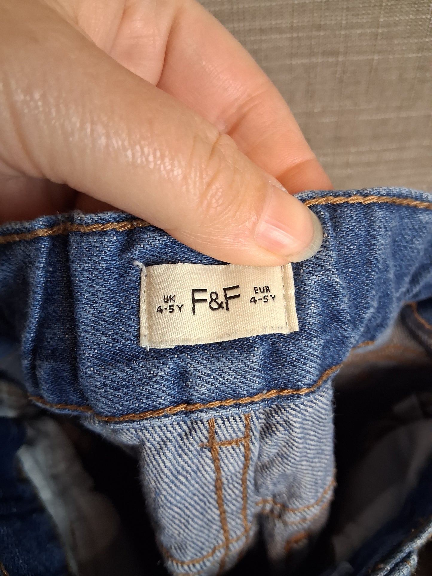 F&F Boys Blue Denim Shorts Jorts Age 4-5 Years