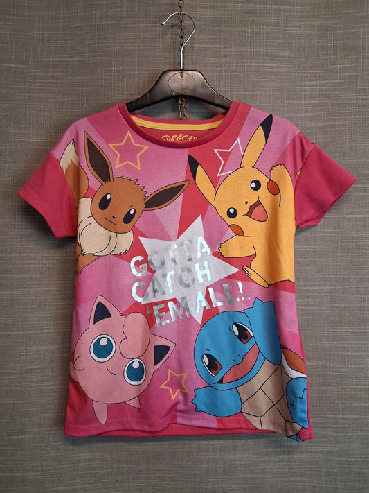 Pokemon Character World Girls T-Shirt Pink Age 8 Years