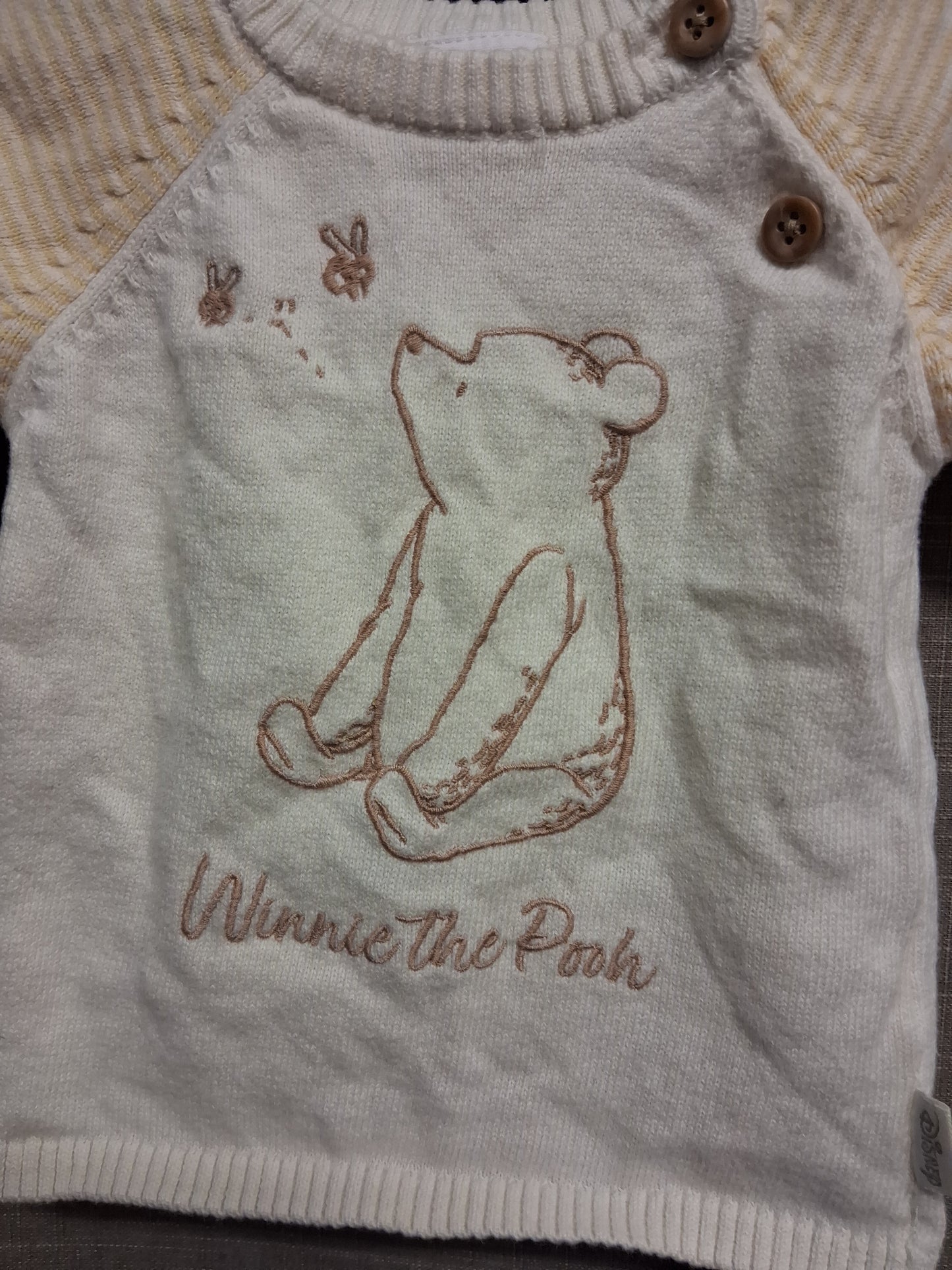 Disney Baby Boys Beige Winnie the Pooh Light Knit Sweater Age Newborn
