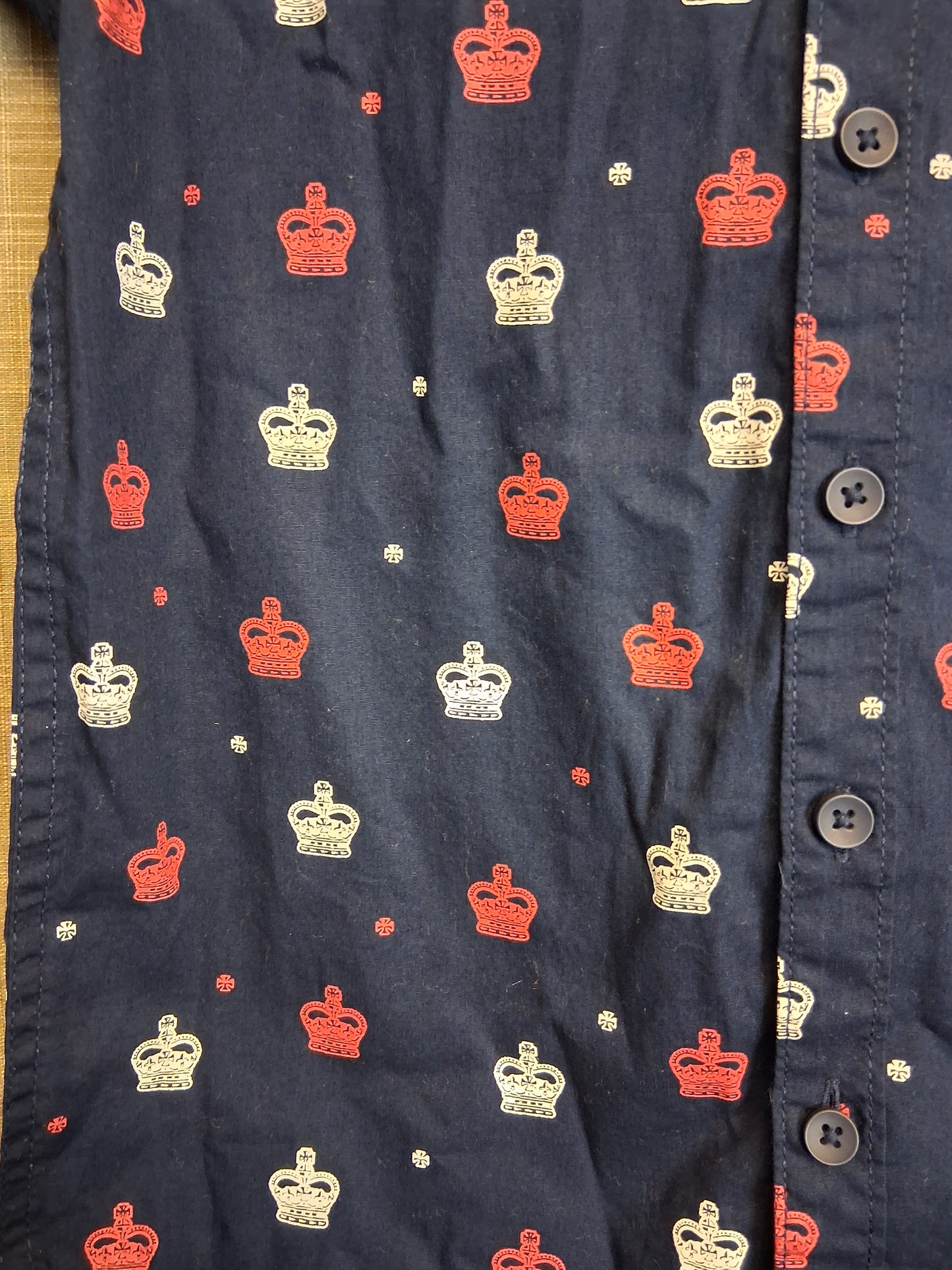 George Boys Blue King Crown Print Shirt Short Sleeve Age 10-11 Years