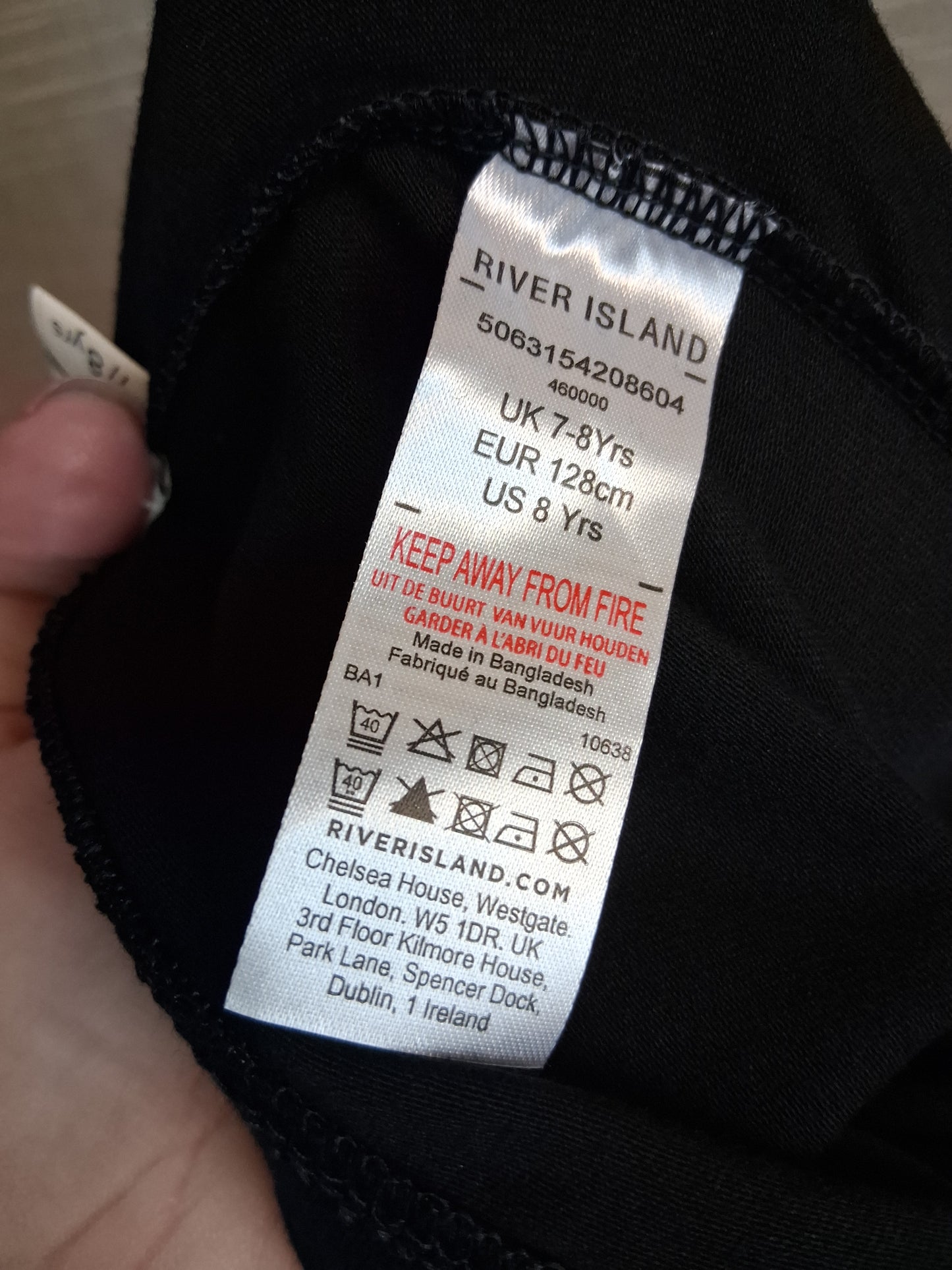 River Island Girls Black Leggings Jersey Age 7-8 Years