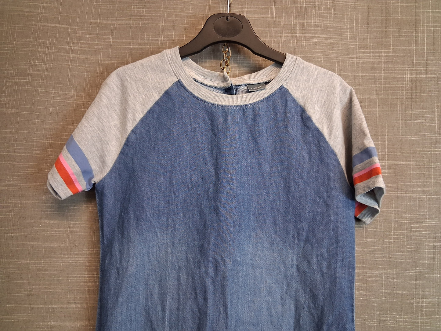 Next Girls Denim Jersey Mix Dress Short Sleeve Age 10 Years