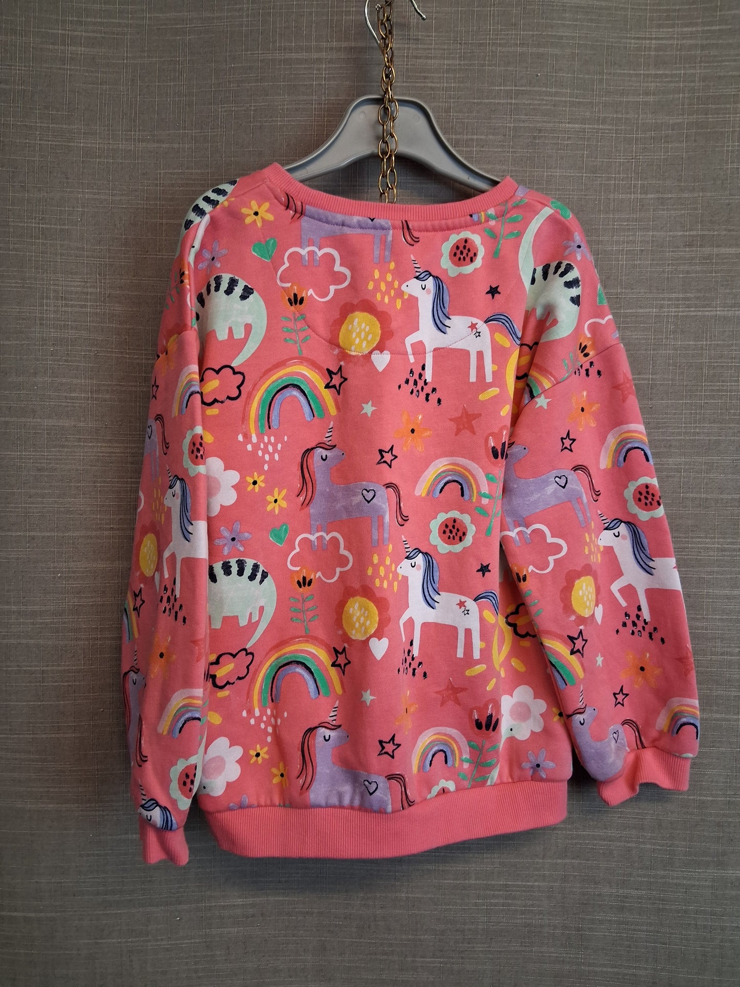 F&F Girls Pink Dinosaur Sweater Jumper Age 6-7 Years