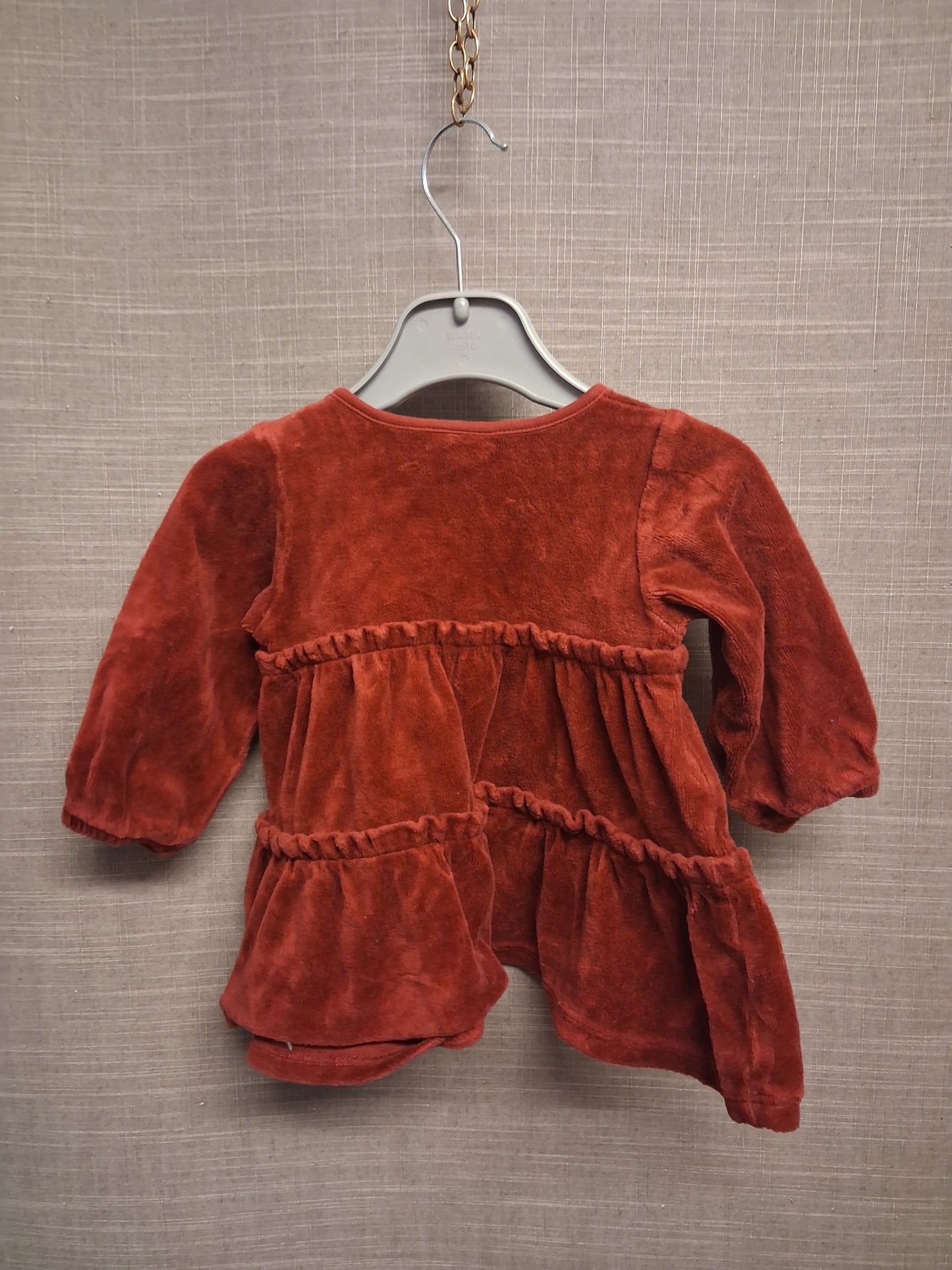 Polarn O Pyret Girls Red Velour A Line Dress Long Sleeve Age 4-6 Months