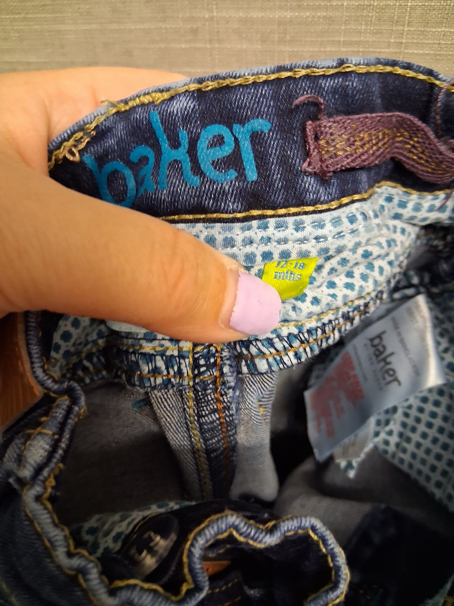 Ted Baker Boys Darkwash Blue Denim Jeans Age 12-18 Months Adjustable Waist