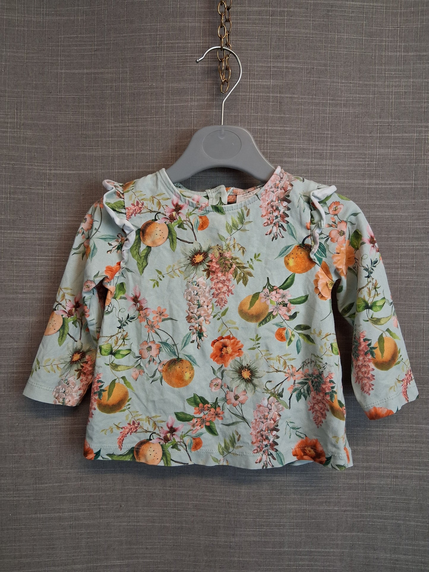 Next Girls Long Sleeve Floral Fruit Jersey T-Shirt Age 6-9 Months