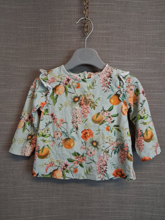Next Girls Long Sleeve Floral Fruit Jersey T-Shirt Age 6-9 Months