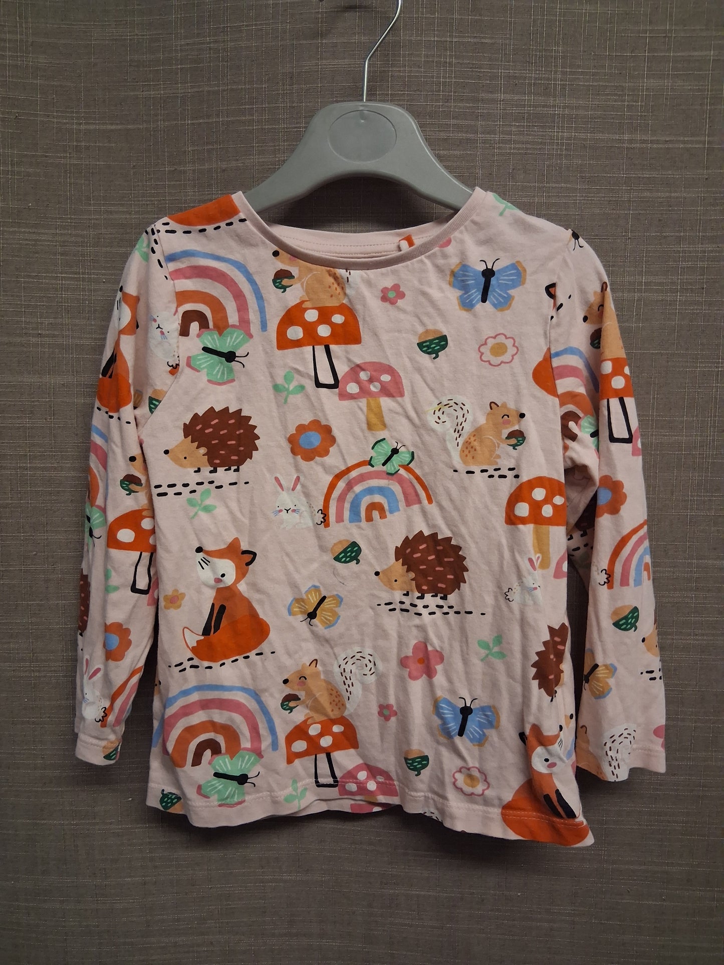 F&F Girls Long Sleeve Woodland Animal Theme T-Shirt Age 4-5 Years
