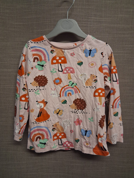 F&F Girls Long Sleeve Woodland Animal Theme T-Shirt Age 4-5 Years