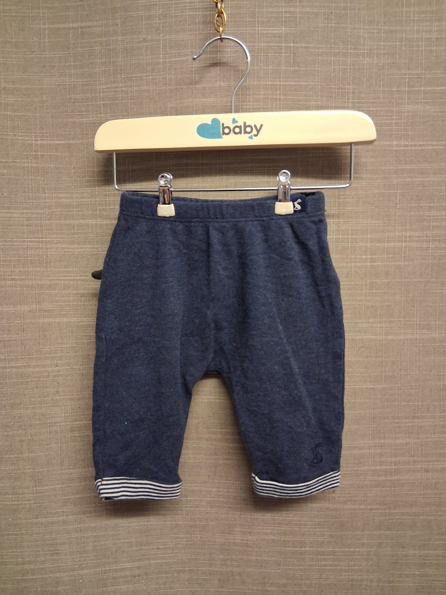 Joules Boys Jersey Joggers Navy Blue Cow Pocket on Back Age 0-3 Months