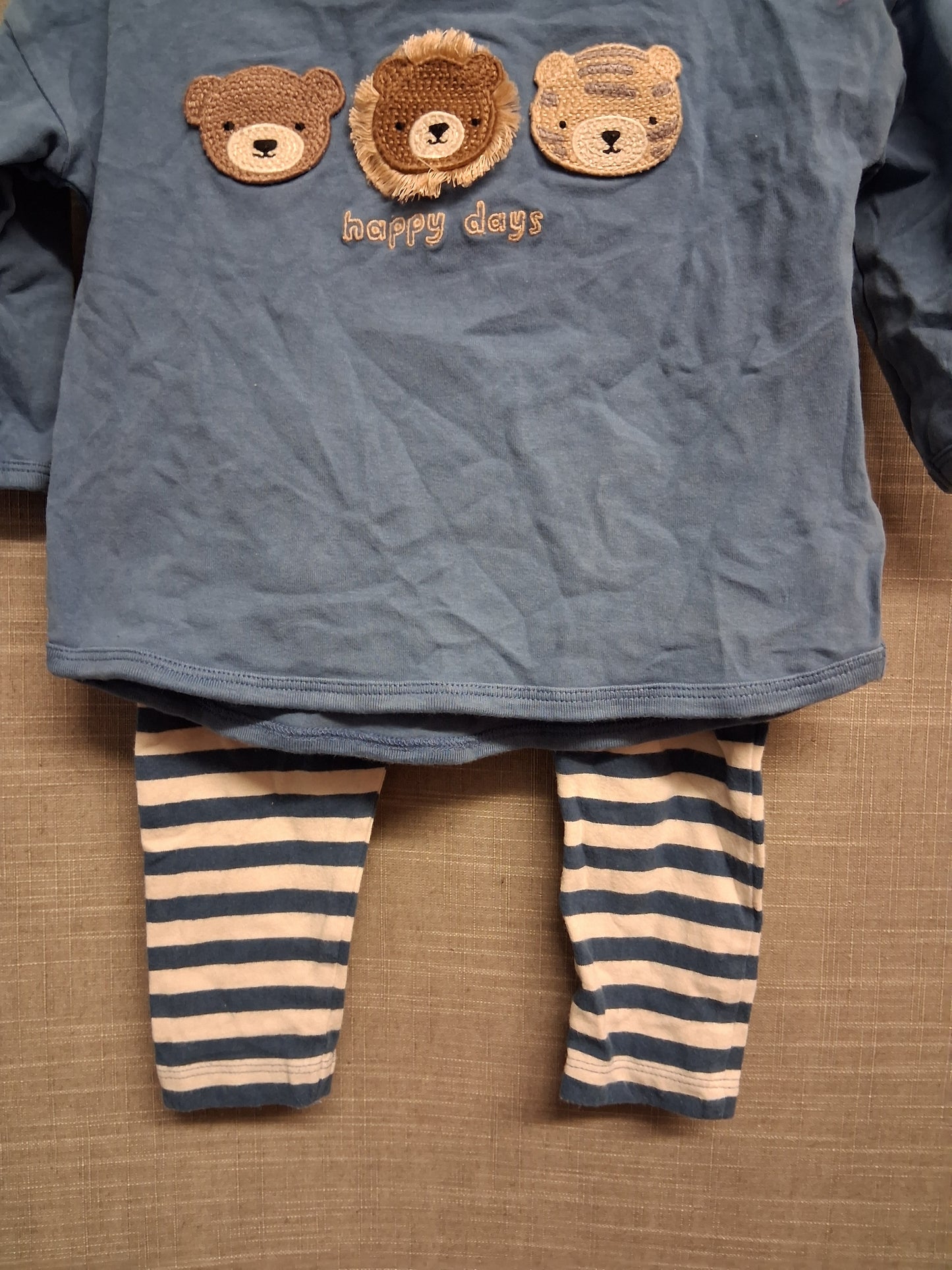 Next Boys 2 Piece Outfit T-Shirt & stripped Joggers Age 0-3 Months