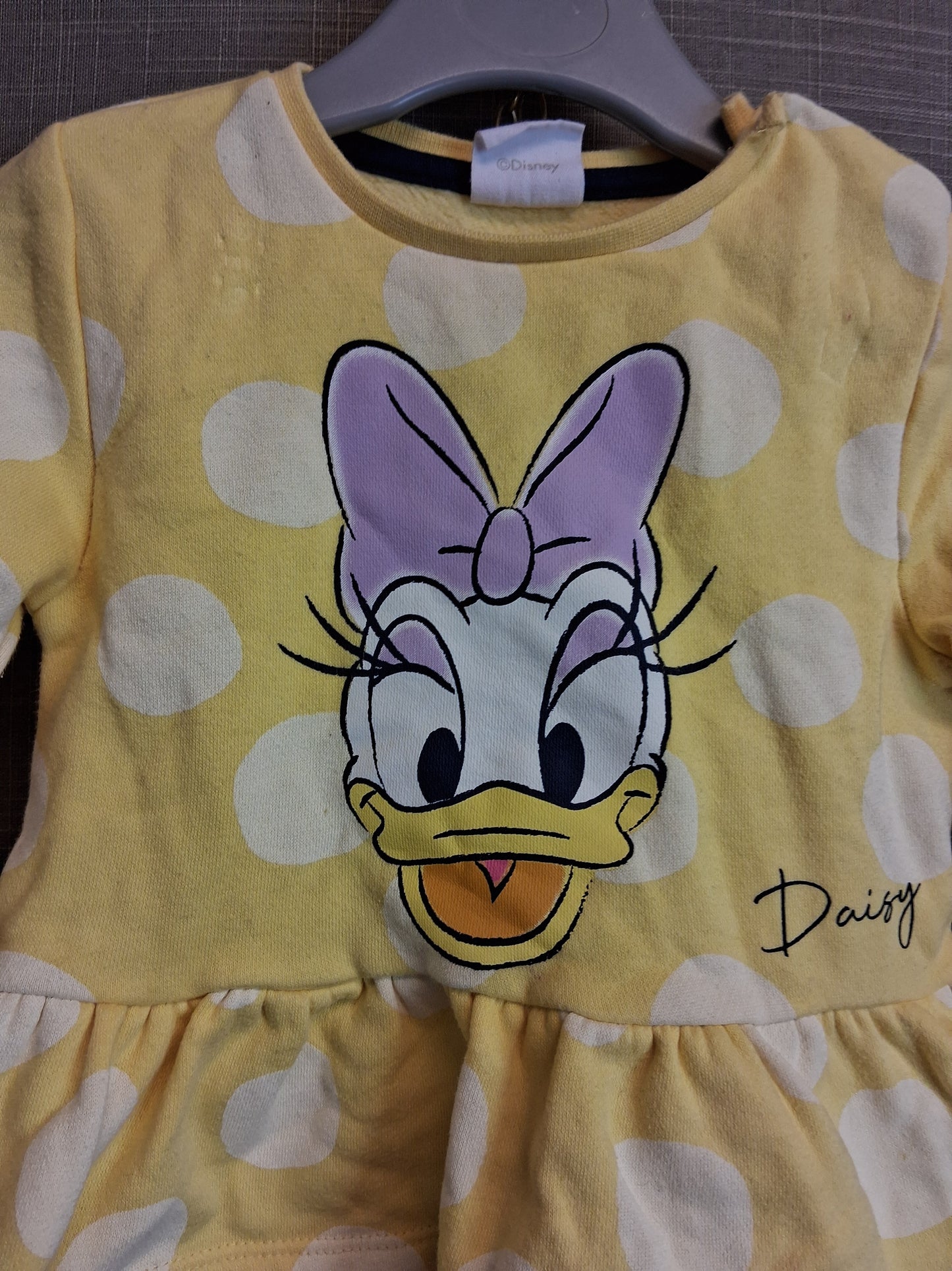 F&F Disney Daisy Long Sleeve T-Shirt Yellow Spotty Age 3-6 Months