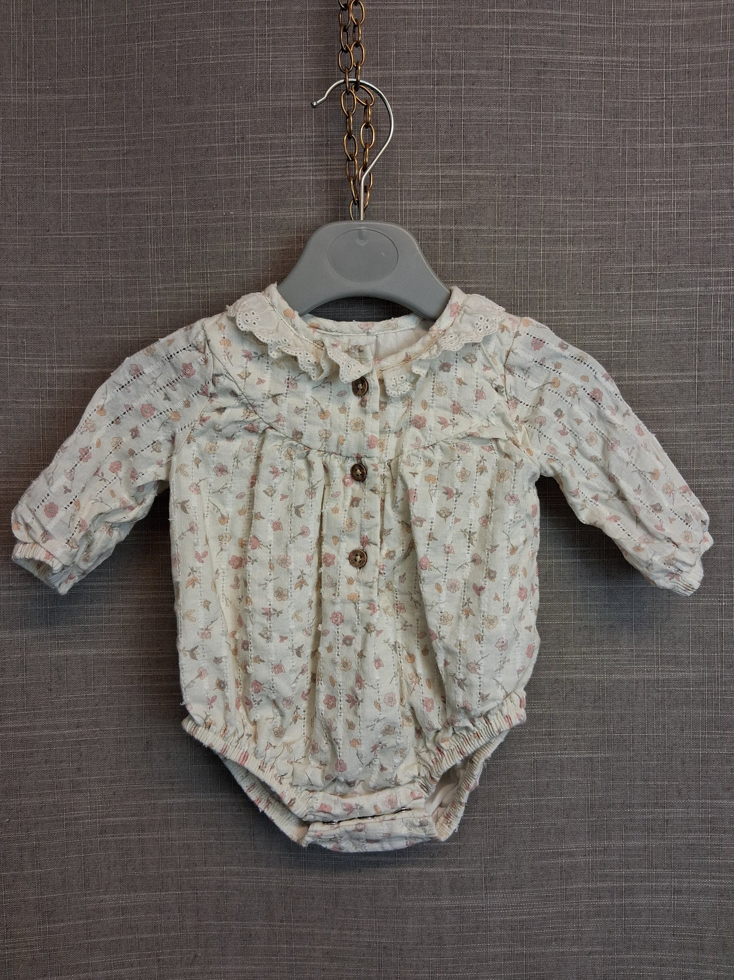 George Girls Cream Floral Cotton Bodysuit Age Tiny Baby