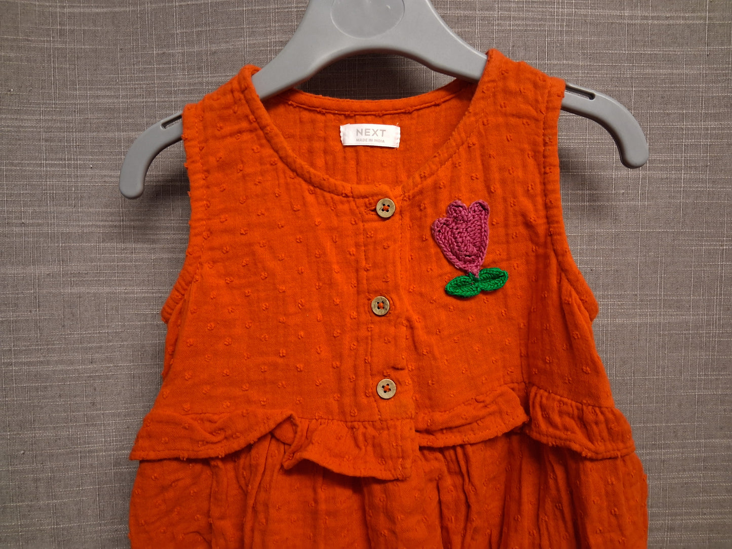 Next Girls Red 3D Strawberry Motif Sleeveless A Line Dress Age 12-18 Months